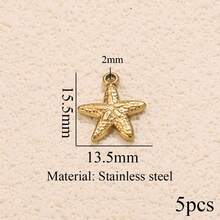 3/5/10 piezas Colgantes de acero inoxidable chapados en oro de 18K con formas de corazón, chile, concha y talla grande para hacer collares y pendientes, adecuados para uso diario - colgante - Ver 11