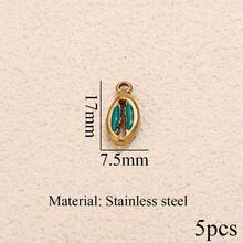 3/5/10 piezas Colgantes de acero inoxidable chapados en oro de 18K con formas de corazón, chile, concha y talla grande para hacer collares y pendientes, adecuados para uso diario - colgante - Ver 9
