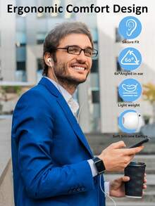 FCV 1副USB-C接口耳机，内置线控，有线耳机，低音增强，Type-C接口，120mm线长，兼容 17/16/15、安卓手机和笔记本电脑，公对公连接器，支持音乐和通话控制 - 白色 - 查看 7