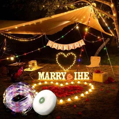 39.4ft Solar Fairy String Lights, 4-In-1 Portable Waterproof Camping Lantern With 8 Lighting Modes, Hanging Rechargeable Tent Light For Christmas Decor, Patio Party And More