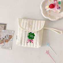 1Pc Cartoon Embroidery Portable And Compact Button Flip Bag With Lipstick, Sanitary Napkins, Earphones, Charging Cables, Storage, High-End Feel, Embroidered Craftsmanship, Small Square Bag, Blusher Storage Bag Women Sanitary Storage Bag ,Napkin Storage For Travel Daily Lifte ,Wedding Gift Bridesmaid Gift ,Valentine's Day Gift ,Birthday Day Gift - Multicolor - View 16