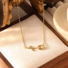 1PC Stainless Steel Women's Fashionable And Simple 18K Plated Tulip Pendant Necklace, Suitable For Dates, Parties, And Office Wear. - Tulip  Necklace - View 6