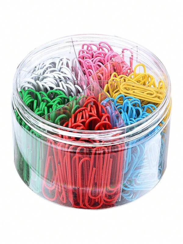 500 Clips De Papel De Colores, Clips Papeleria Colores, Clips De Papel Surtidos Con Caja De Plástico, Para Papeleo, Oficina, Escuela y Uso Personal, Oficina Sujetador Organizar, 33mm,40967498