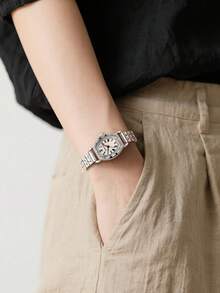 1pc Women's Stainless Steel Band Quartz Wrist Watch, Fashionable & Minimalist, Suitable For Daily Wear - one-size - View 2