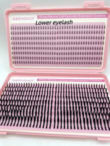 320片/套 尖头假睫毛，0.07 C.D 卷度，12-18mm 混合哑光黑色睫毛，预制睫毛簇，单根睫毛 - 黑色 - 查看 20