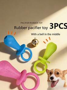 Pet Pacifier Chew Toys, Teeth Cleaning Gum Massage, Rubber Material Elastic, Outdoor Walking Training, Small Dogs Cats Puppies, Durable Bite Resistant, Interactive Pet Teeth Care Chew Toys - Multicolor - View 4