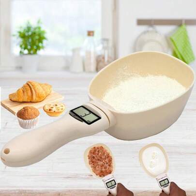 Digital Food Measuring Scoop Scale Electronic Kitchen Measuring Spoon Scale For Cooking Baking Smart Adjustable Measure Cup With LCD Display Tare Function For Home Cooks Bakers Chefs Pet Owners