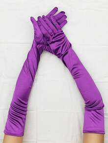 1 双优雅晚宴配饰，舞会配饰，全指弹力缎面手套，加长弹力缎面手套，复古派对女士时尚长手套，正式场合，摄影，角色扮演，舞会，派对，婚礼手套