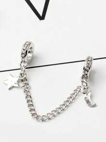 1件时尚个性化银色心形、贝壳、星星多元素合金休闲安全链，适合DIY手链、腕带、项链吊坠 - 彩色 - 查看 20