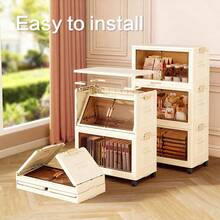 LugoBox 2-Pack Stackable Storage Bins With Rolling Drawers - Space-Saving, Foldable Design For Easy Closet & Book Organization, Open Front Access, Can Store Clothes, Home Office Outdoor Foldable Container - 2 layers - View 7