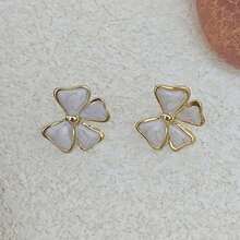 Colorful Enamel Triangle Stud Asymmetrical Statement Earrings For Women Bold Geometric Charm Jewelry Gifts, Unique Baroque Summer Bow Earring Stud Stainless Steel Jewelry Set For Women Summer Beach Vacation Bikini Accessories Attractive Clothes, Wedding Dresses Accessories - Versatile Jewellery P Erfect For Wearing While Swimming, Bathing, Exercising ,Great For Valentines Day, Birthday, Mother Day, And Vacation Surprises. - Gold - View 12