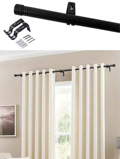1 Set Curtain Rod Kit With Brackets, Black Curtain Rod/Roman Rod, 0.98 Inch Diameter, Adjustable Length 31.5-158 Inch, Multiple Sizes Available, For Curtains, Sheer Curtains, Shower Curtains, Easy Installation, Durable, Suitable For Blackout Curtains, Bedroom, Kitchen, Living Room, Dining Room, Office, Dorm Or Rental, Curtain Rod/Shower Rod/Sun Shade Rod/Sheer Rod, Wall Mounted Or Hanging Installation, Modern Minimalist Design, Heavy Duty Curtain Rod, Birthday Or Graduation Gift
