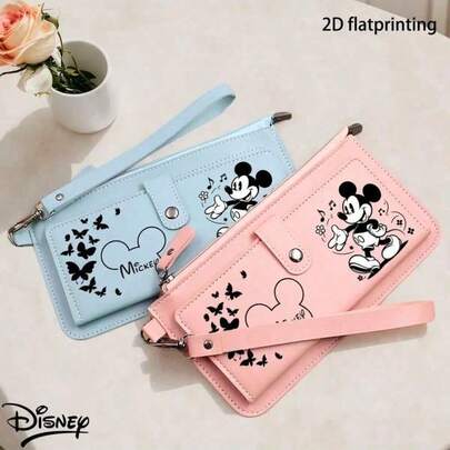  1pc Disney Summer New Mickey Mouse Wristlet Long Wallet, Credit Card Holder Coin Pouch, Unique Daily Travel Accessory, Birthday/Holiday Gift For Friends, Family, Lovers, 2D Printed Design, Must-Have For Mickey Mouse Fans ,Travel Essential Bag