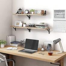 4PCS Home Corner Floating Shelves Wall Mounted Storage Wooden Display Shelf - Coffee Brown - View 7