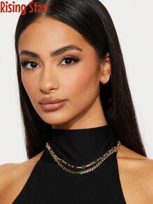 1条复古简约女士颈链+性感流苏后链，时尚个性Y形链条，可作项链、后链佩戴，镶嵌水滴形水钻吊坠，适合搭配派对礼服和露背装。 - 金色 - 查看 2