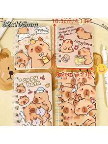 Sổ tay lò xo 1/4 hình chuột lang nước, da mềm, thiết kế họa tiết chuột lang nước dễ thương, phong cách chủ đề động vật, 50 trang bên trong mỗi cuốn, lý tưởng làm quà tặng cho học sinh và văn phòng phẩm, nhật ký, đồ dùng học tập, đồ dùng học đường (màu hỗn hợp) - Nhiều màu - Xem 9