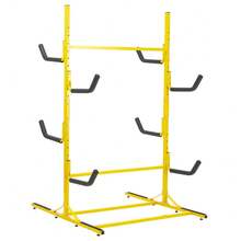 Kayak Storage Rack Holds 4-6,Heavy-Duty Metal Freestanding Canoe Rack For Board Paddle Boat,Adjustable Height & Padded Cradles Kayak Storage For Garage Dock Indoor Outdoor - Yellow - View 6
