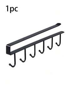 No Drill Wall Mounted Storage Rack With 6 Hooks, Suitable For Storing Coffee Mugs, Hats, Jewelry And Accessories, Great For Organizing Keys, Necklaces, Small Decor Items. Iron Storage Hanging Rack For Bedroom, Cabinet, Dorm, Home Decor, Kitchen , Makeup Room Decor,Room Decor - White - View 13
