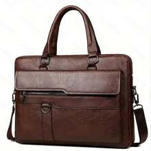 Men's Cross-Body Bag - Business Horizontal Style Laptop Bag, Large Capacity Briefcase, Multi-Functional Handbag - darkbrown - 查看 9