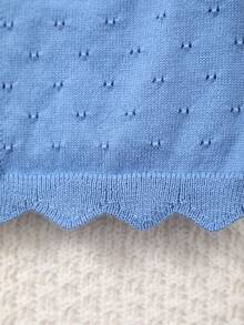 Baby Girls' Lightweight Hollow Floral Button-Up Long Sleeve Knit Cardigan Sweater - Mint Blue - View 5