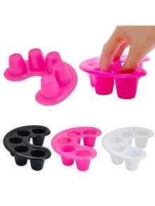 1pc Nail Art Five-Finger Separating Soaking Bowl, Plastic Soaking Bowl With 5 Holes, For Softening Cuticles And Removing Nail Polish (Nail Art Tool) - Multicolor - View 2