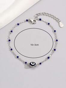 1pc Minimalist S925 Sterling Silver Oil Drop Devil's Eye Bracelet, Suitable For Women's Daily Wear, Vacation, Dates, Holidays, Gift - Silver - View 8