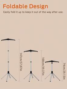 Foldable Clothes Drying Rack, Adjustable Steam Iron Stand, Handheld Garment Steamer Holder, With Rotatable Drying Rod, Made Of Aluminum Alloy, Collapsible (Available In Black, White And Gray). Suitable For Home Ironing. - A - View 5