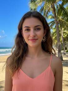 imoli Sun Design Stud Earrings - Yellow Gold - View 4