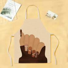 1pc Cartoon Hand Pattern Apron, Creative Funny Fashion Print Home Cleaning Apron, Easy To Wash Kitchen Cooking Apron, Creative Home Apron - Multicolor - View 15