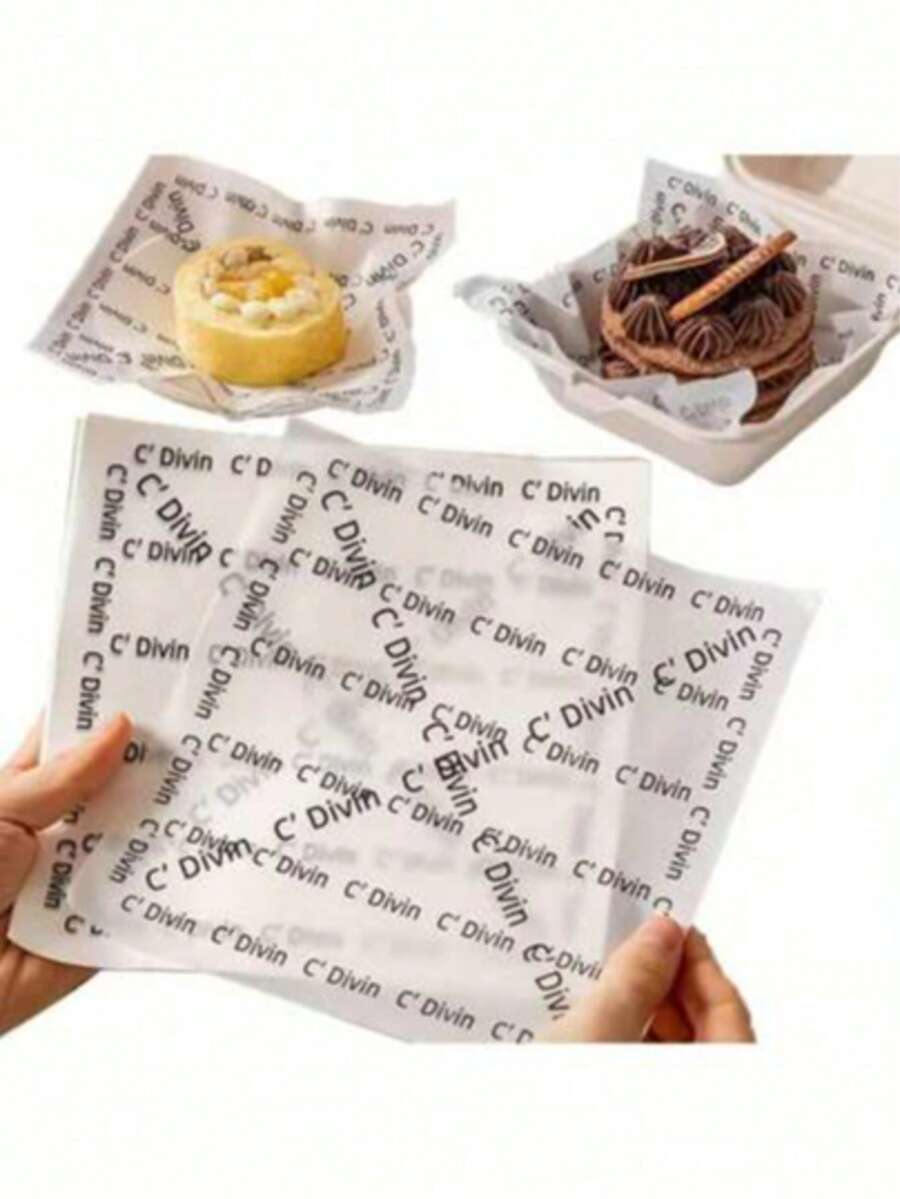 50/100pcs White French Oil-Proof Paper Liners, Silicone Baking Paper For Desserts, Burgers, Cakes, Essential For Back To School Season - Multicolor - View 1