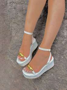 Women's Comfortable High Heel Wedge Sandal, Platform, Flat, Comfortable, Women's High Heel, Wonderful, Party, Sexy, Wedding, Elegant, Stylish, ABS, Wedding, Party - ANA ABS TRẮNG - Xem 3