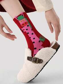 3 Pairs Women's Versatile Casual Cartoon Sports Mid-Calf Socks - Multicolor - View 4