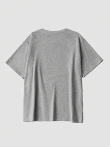 Women's Solid Color Round Neck Short-Sleeved Loose T-Shirt, 100% Cotton Top, Featuring A Print Of The Girl Group Katseye, Spring/Summer Casual Wear, Streetwear, Perfect For Vacations. (The Remaining Text Appears To Be A List Of Unrelated Keywords And Phrases, Possibly From A Website Or Online Forum. A Direct Translation Wouldn't Be Meaningful Without Further Context.) Curve, Vacation, Casual, Couple Style, Office/Lounge/Home/Outdoor Sports/Retro/Simple, Fun Design, All-Season Casual Tops, Valentine's Day Couple Short-Sleeved Shirts, Unisex Short-Sleeved Shirts, For Dates, Romantic Outings, Carnivals, Holiday Gifts, Black Tops - Màu xám hoa - Xem 2
