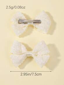 2pcs/Set Solid Color Bow Hair Clips, Versatile Hair Accessories For Back To School & All Seasons - Apricot - View 6