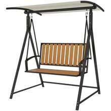 Swing With Adjustable Canopy, Double Garden Swing, Waterproof Swing Bench Up To 240 Kg, Garden Lounge Chair, Patio, 142 X 112 X 162 Cm, Black - C - View 10