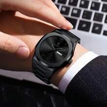 POEDAGAR Men's Stainless Steel Business Casual Watch - 3ATM High-Quality Quartz Watch, Featuring Date/Day/Timer Display, Red Embellished Markers, Elegant And Minimalist Design, Durable Strap, Suitable For Daily Commuting - Màu xanh lam - Xem 7