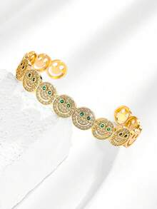 1pc Fashion Smiling Face Copper Plated Cubic Zirconia Decor Suitable For Party And Gathering Wear - Multicolor - View 17