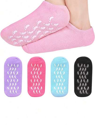 זוג אחד של גרבי סיליקון מרשת, הגנה מפני סדקים בעקב, גרבי עיסוי מלבינות, לחות נגד סדקים, מתאימות לספורט בחוץ, נסיעות, בית, משרד, בית ספר