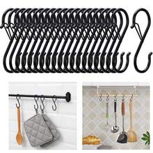 10/20pcs S-Shaped Hooks, Metal Safety Clasp Design Hooks, Heavy Duty Kitchen Pot Rack Hooks, Cabinet Hooks, Plant Hooks, For Hanging Kitchenware, Tableware, Pots, Clothes, Plants, Bags (Black) - S-hook - View 2