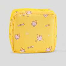 1pcs Cartoon Cute Sanitary Napkins Storage Bag Thickened Travel Aunt Napkins Sanitary Cotton Storage Bag Sanitary Cotton Bag Monthly Bag - 黃色冰淇淋 - 查看 13