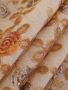 HXARTMIS 1pc Elegant Lace Table Runner, Luxury Sequin 3D Embroidered With Lace Trim, Decorative Table Cloth For Party, Home, Dining Table, Tea Table, Made Of Polyester Fiber, Heat Resistant And Durable, Non-Slip And Odorless, Suitable For Christmas, Halloween, New Year And Other Holiday Decorations, Best Gift, Multiple Sizes Available - Brown - View 7