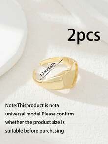 1枚独特心形抛光开口戒指，可搭配日常服装，男女皆宜。 - 金黃色 - 查看 9