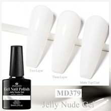 MSRUIOO 1瓶8毫升乳白色果冻凝胶指甲油，冰白色水晶凝胶指甲油，需UV灯固化，持久速干，适合DIY美甲，女性居家必备凝胶指甲油美甲用品。 - 白色 - 查看 7