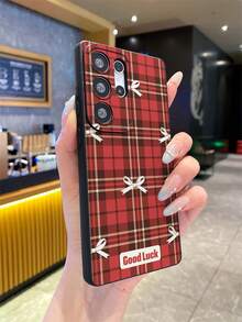 1个创意红色格子蝴蝶结拼接图案TPU防震手机壳，适合作为节日礼物，兼容三星、Nothing、Pixel系列手机 - 彩色 - 查看 5