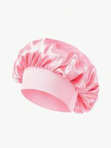 1pc Silk Sleep Cap, Satin Sleep Cap, Soft Elastic Silk Sleep Cap, Curly Hair Silk Hair Cover (Black And Gold) - Multicolor - View 5