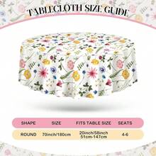6 Pcs Round Plastic Tablecloth 70inch Watercolor Flower Table Cloth Decorative Disposable Outdoor Floral Table Cover Disposable Summer Tabletop For Party Picnic (Flower,Colorful) - 66朵花 - 查看 5