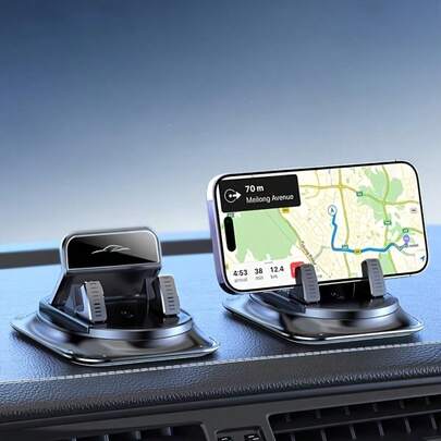 1pc 360° Rotating Dashboard Phone Holder, Nano Gel Base Enhances Grip, Auto Lock Prevents Overheating, Suitable For Phones With Or Without Cases