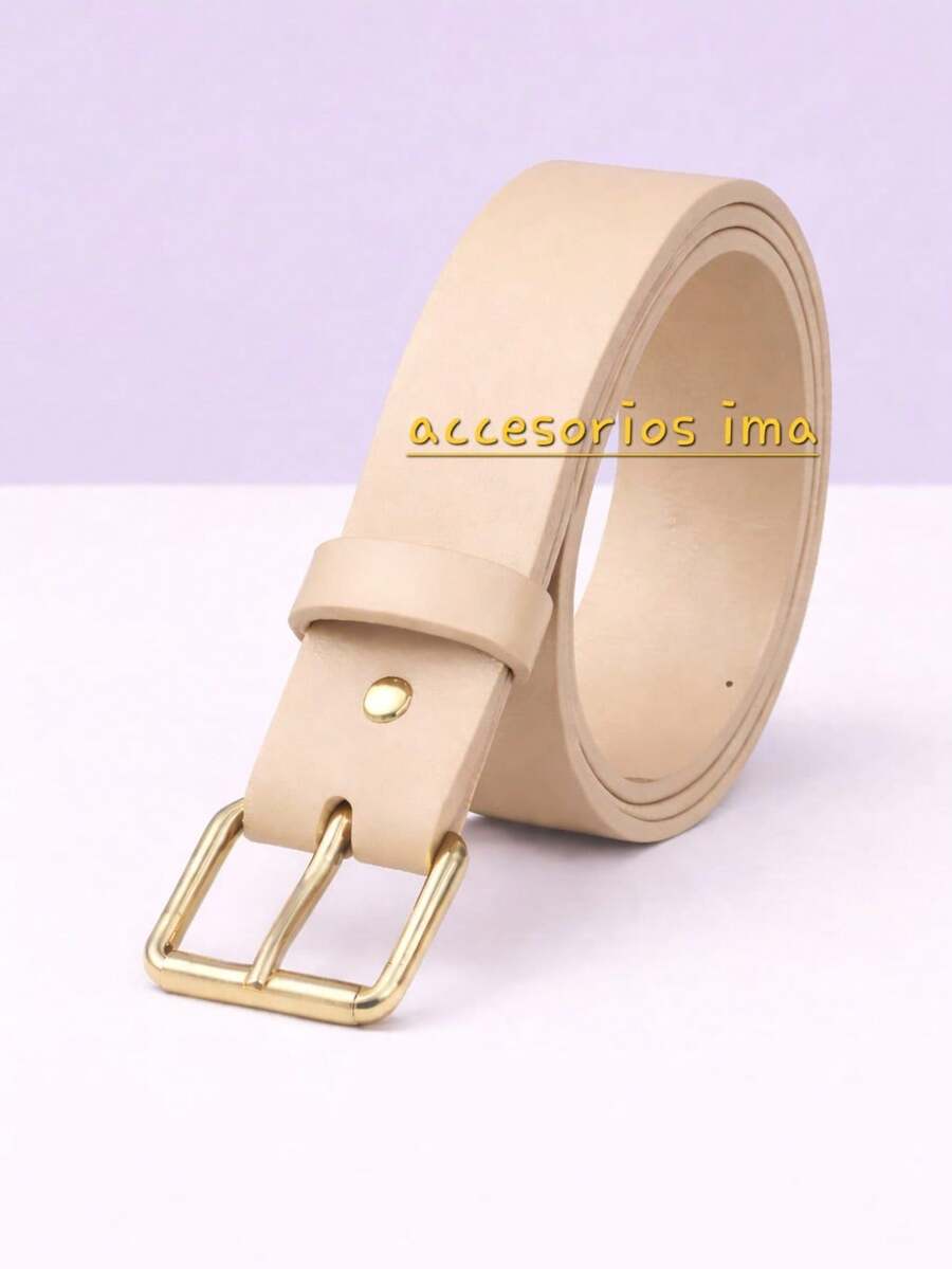 Women's Belt With Silver Buckle, Casual - 淺褐色的 - 查看 1