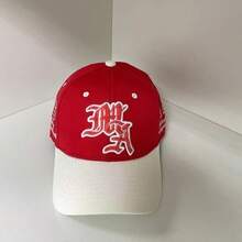 American Street Wear Baseball Cap With Embroidered Lettering - Designer Brand - Red - View 2