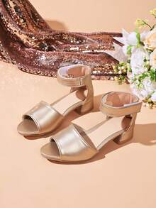 2026新款凉鞋，儿童高跟凉鞋，沙滩凉鞋，时尚米色凉鞋，银/金色低跟凉鞋，波西米亚风凉鞋，舒适耐穿 - 金色 - 查看 2